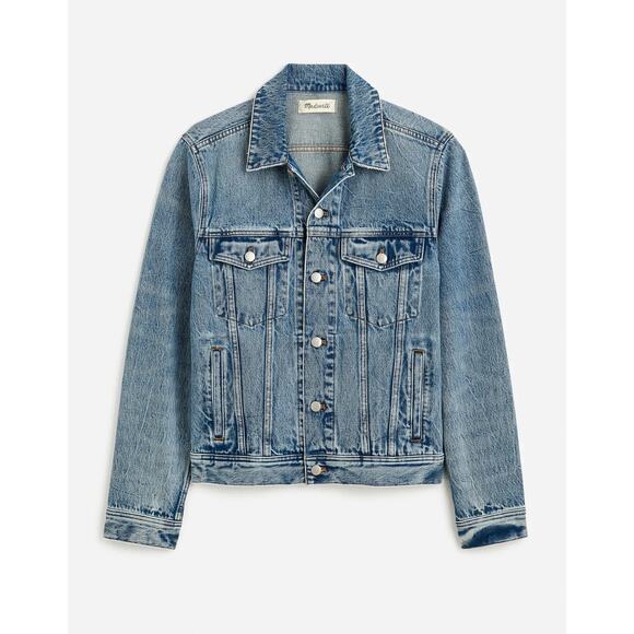 Madewell Denim Trucker Jacket Blue Denim Motorcycle Cotton Western Jean Mens L - Picture 5 of 10